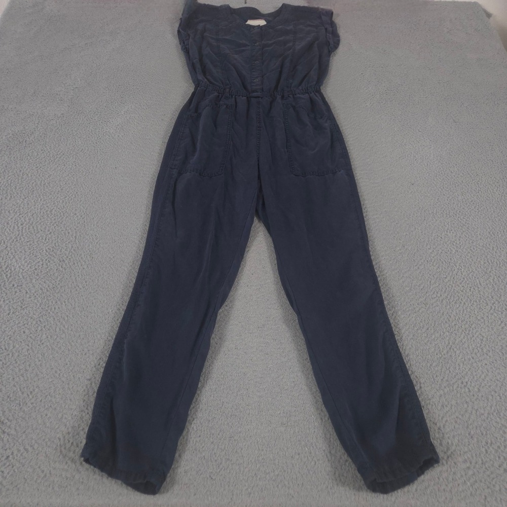 Anthropologie Jumpsuit Womens XS Navy Utility Lyocell Tapered Leg Pocket Hei Hei